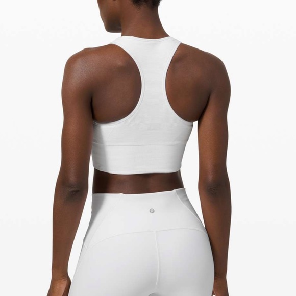 Ebb to Train *sun Lululemon Sports Bra size 8 white and pink high neck - Picture 4 of 14